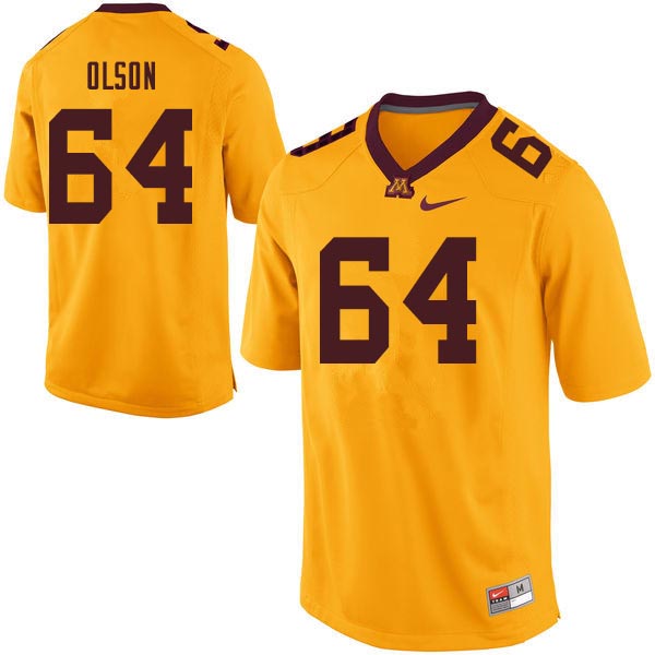 Men #64 Conner Olson Minnesota Golden Gophers College Football Jerseys Sale-Gold
